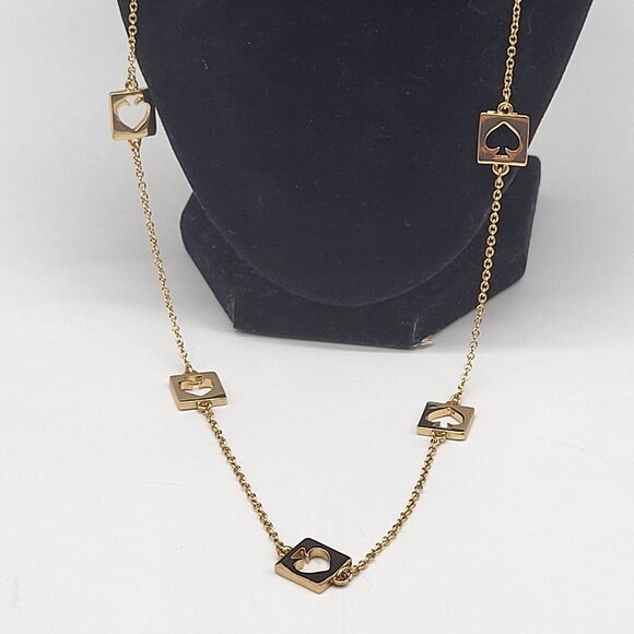 Kate Spade New York Hole Punch Cut out Gold Tone Long Necklace - Picture 2 of 12